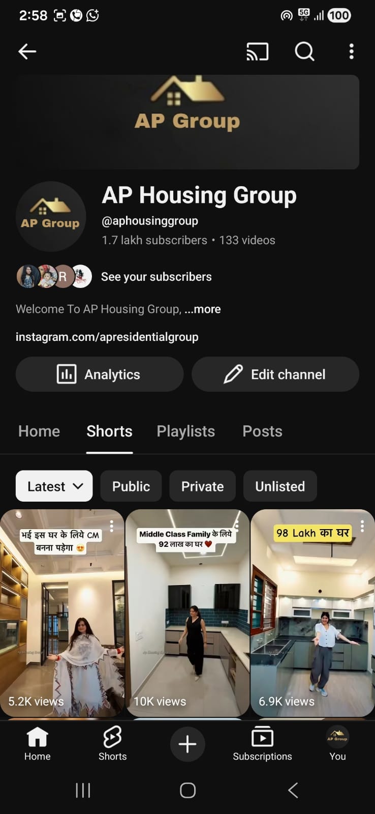 AP Housing Group rebranded YouTube channel